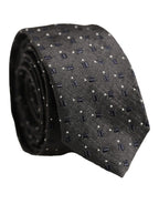 Men Dark Gray Geometric Silk Adjustable Tied Necktie Tie