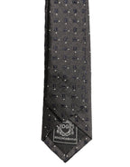Men Dark Gray Geometric Silk Adjustable Tied Necktie Tie