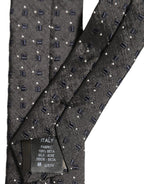 Men Dark Gray Geometric Silk Adjustable Tied Necktie Tie
