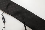 Black Polka Dot Jacquard Silk Adjustable Tied Necktie Tie