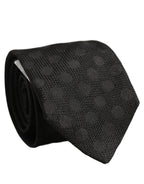 Black Polka Dot Jacquard Silk Adjustable Tied Necktie Tie