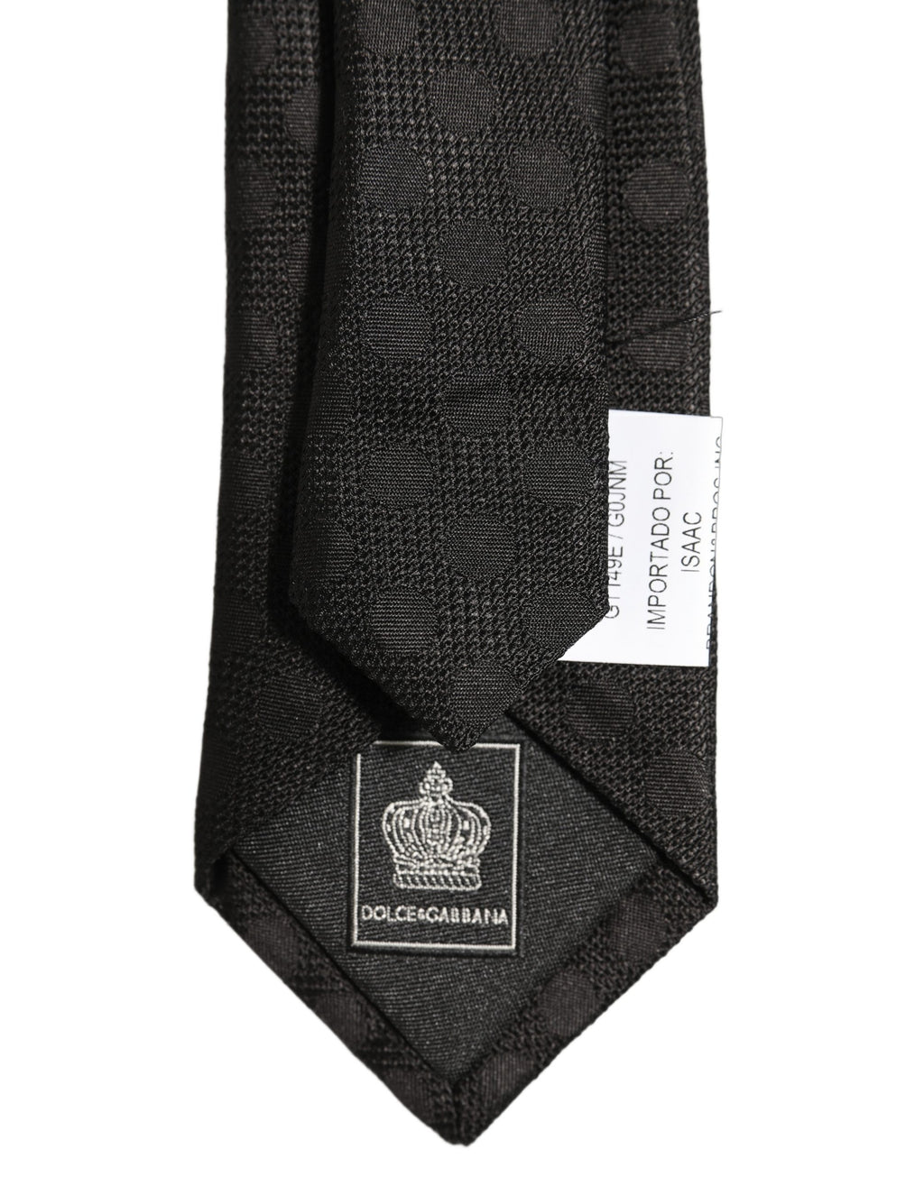 Black Polka Dot Jacquard Silk Adjustable Tied Necktie Tie