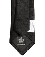 Black Polka Dot Jacquard Silk Adjustable Tied Necktie Tie