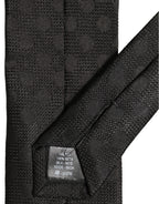 Black Polka Dot Jacquard Silk Adjustable Tied Necktie Tie