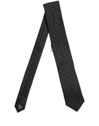 Black Polka Dot Jacquard Silk Adjustable Tied Necktie Tie