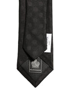 Black Polka Dot Jacquard Silk Adjustable Tied Necktie Tie
