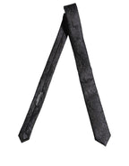 Men Dark Blue Floral Jacquard Adjustable Tied Necktie Tie
