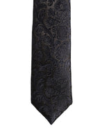 Men Dark Blue Floral Jacquard Adjustable Tied Necktie Tie