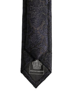 Men Dark Blue Floral Jacquard Adjustable Tied Necktie Tie