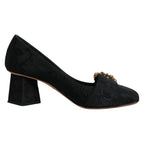 Black Brocade Crystals Heels Pumps Shoes