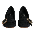 Black Brocade Crystals Heels Pumps Shoes
