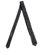 Men Black Floral Jacquard Adjustable Tied Necktie Tie