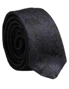 Men Black Floral Jacquard Adjustable Tied Necktie Tie