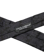 Men Black Floral Jacquard Adjustable Tied Necktie Tie