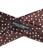 Men Burgundy Polka Dot Silk Adjustable Tied Necktie Tie