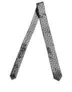 Men Gray Polka Dot Silk Adjustable Tied Necktie Tie