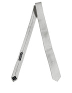 Men Light Gray Textured Silk Adjustable Tied Necktie Tie
