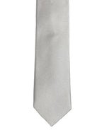 Men Light Gray Textured Silk Adjustable Tied Necktie Tie
