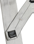 Men Light Gray Textured Silk Adjustable Tied Necktie Tie