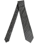 Men Black Seahorse Silk Adjustable Tied Necktie Tie