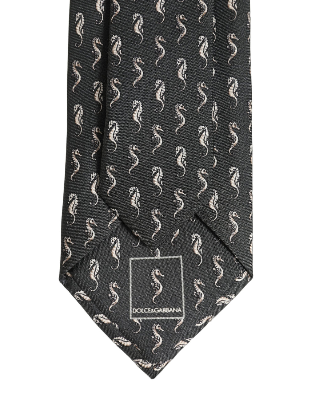 Men Black Seahorse Silk Adjustable Tied Necktie Tie