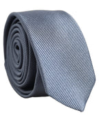 Men Light Blue Textured Silk Adjustable Tied Necktie Tie