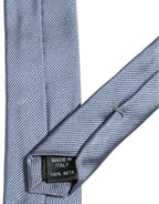 Men Light Blue Textured Silk Adjustable Tied Necktie Tie