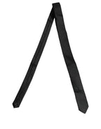Men Black Satin Silk Classic Adjustable Tied Necktie Tie