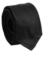 Men Black Satin Silk Classic Adjustable Tied Necktie Tie