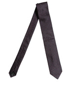 Men Dark Blue Geometric Silk Adjustable Tied Necktie Tie