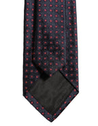 Men Dark Blue Geometric Silk Adjustable Tied Necktie Tie