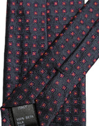 Men Dark Blue Geometric Silk Adjustable Tied Necktie Tie