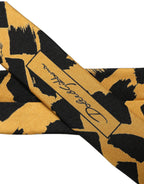 Yellow Black Abstract Silk Adjustable Tied Necktie Tie