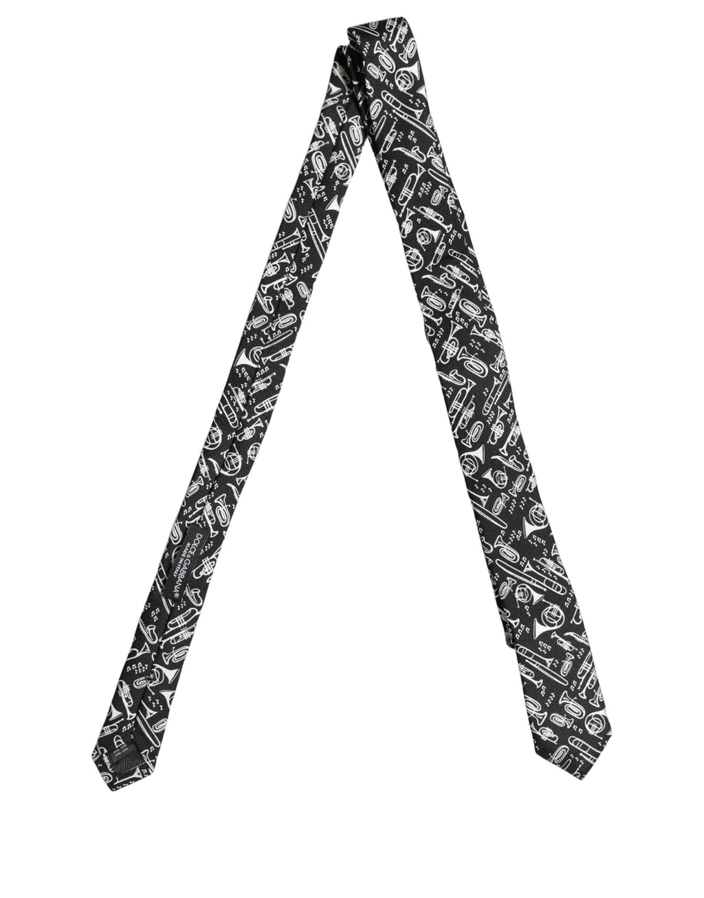 Black Musical Instrument Silk Adjustable Tied Necktie Tie
