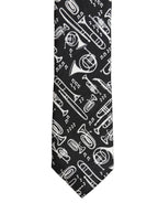 Black Musical Instrument Silk Adjustable Tied Necktie Tie