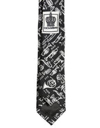 Black Musical Instrument Silk Adjustable Tied Necktie Tie