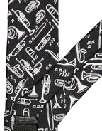 Black Musical Instrument Silk Adjustable Tied Necktie Tie