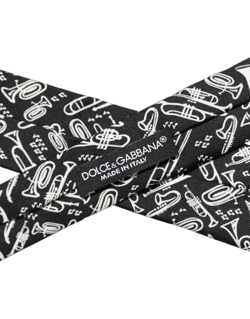 Black Musical Instrument Silk Adjustable Tied Necktie Tie