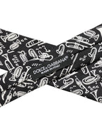 Black Musical Instrument Silk Adjustable Tied Necktie Tie