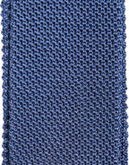 Men Blue Silk Knitted Skinny Adjustable Tied Necktie Tie