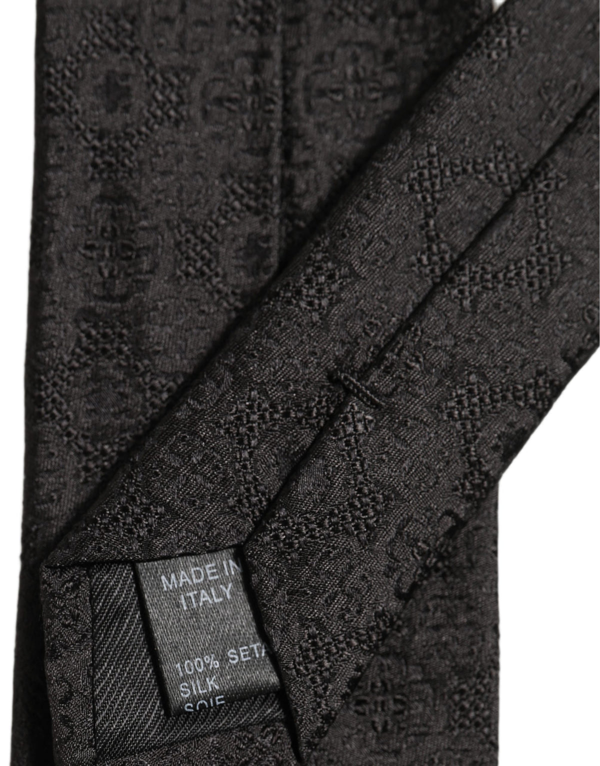 Men Black Silk Geometric Adjustable Tied Necktie Tie