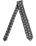 Men Black Silk Skull Fantasy Adjustable Tied Necktie Tie