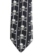 Men Black Silk Skull Fantasy Adjustable Tied Necktie Tie