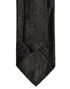 Men Black Silk Tonal Floral Adjustable Tied Necktie Tie