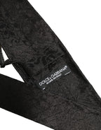 Men Black Silk Tonal Floral Adjustable Tied Necktie Tie