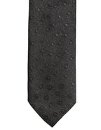 Men Black Polka Dot Silk Adjustable Tied Necktie Tie