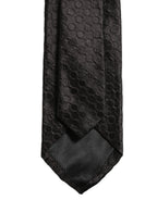 Men Black Silk Geometric Adjustable Tied Necktie Tie
