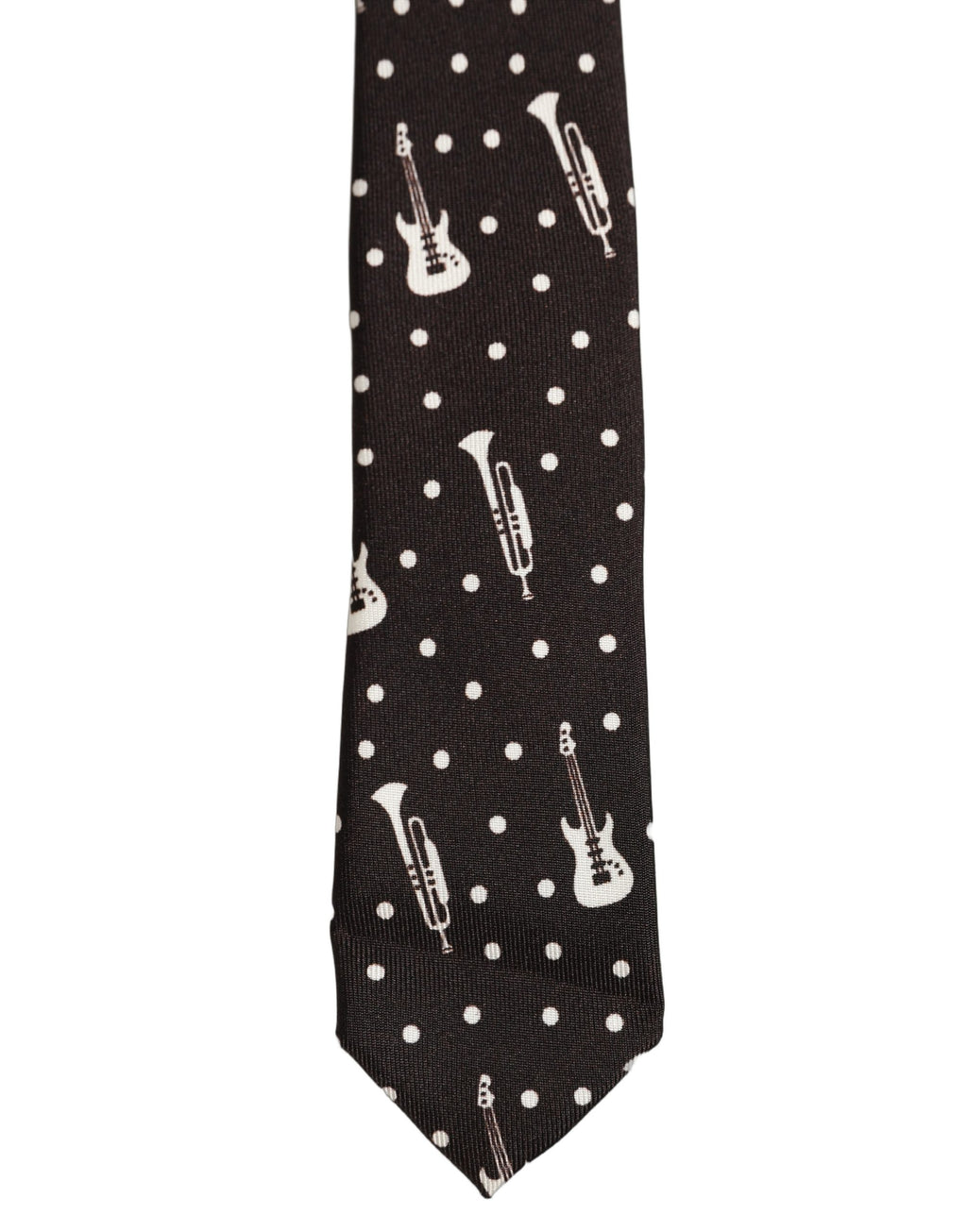 Black Musical Instrument Silk Adjustable Tied Necktie Tie