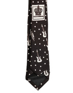 Black Musical Instrument Silk Adjustable Tied Necktie Tie
