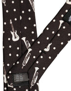 Black Musical Instrument Silk Adjustable Tied Necktie Tie